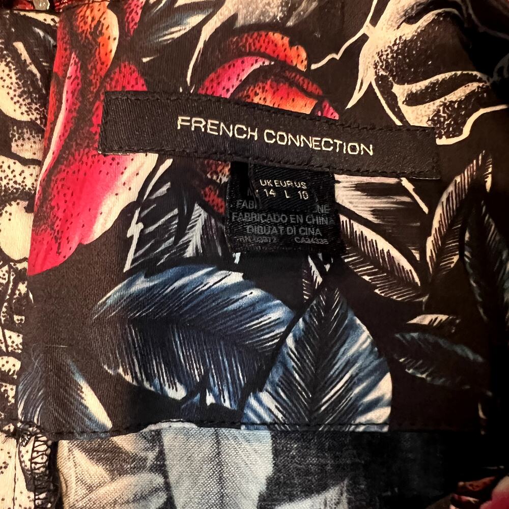 French Connection Graffiti Art Sheath Dress Rose Print Cap Sleeve - 10 View 3